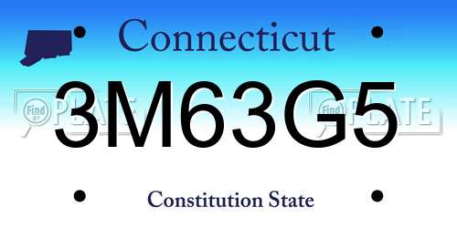 3M63G5 Connecticut License Plate