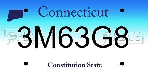 3M63G8 Connecticut License Plate