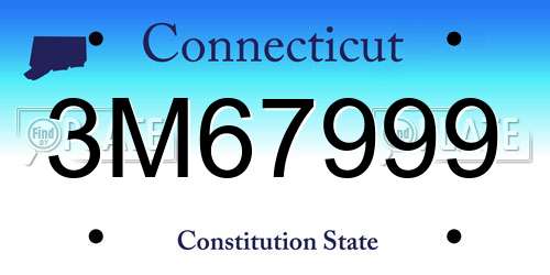3M67999 Connecticut License Plate