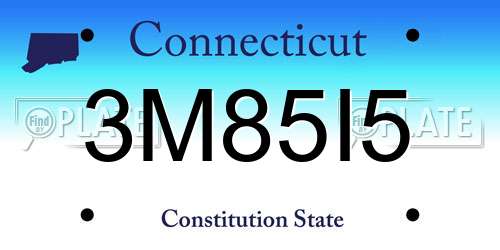 3M85I5 Connecticut License Plate