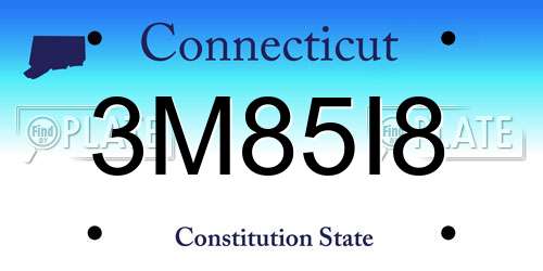 3M85I8 Connecticut License Plate