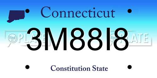 3M88I8 Connecticut License Plate