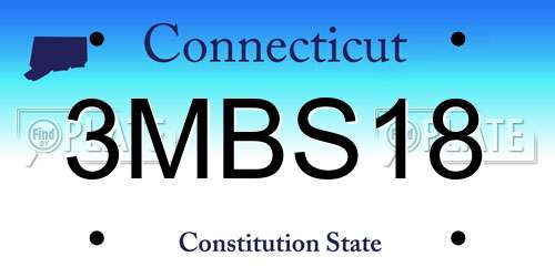 3MBS18 Connecticut License Plate