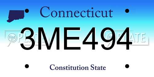 3ME494 Connecticut License Plate