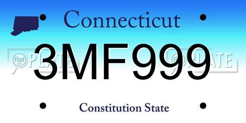 3MF999 Connecticut License Plate