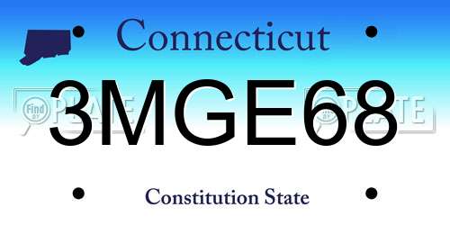3MGE68 Connecticut License Plate