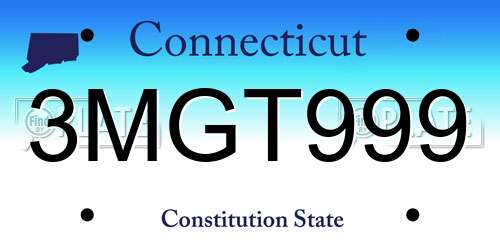3MGT999 Connecticut License Plate