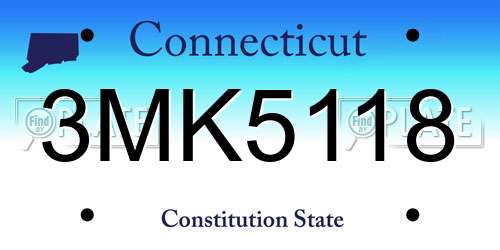 3MK5118 Connecticut License Plate