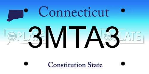 3MTA3 Connecticut License Plate