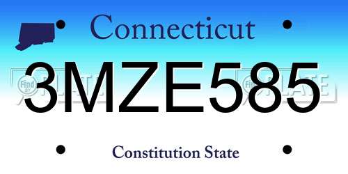 3MZE585 Connecticut License Plate