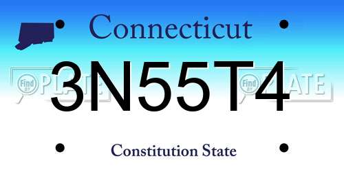 3N55T4 Connecticut License Plate