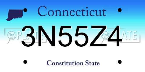 3N55Z4 Connecticut License Plate