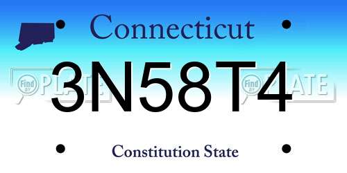 3N58T4 Connecticut License Plate