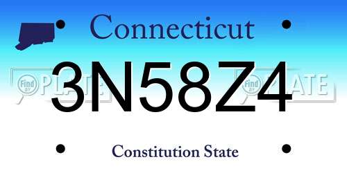 3N58Z4 Connecticut License Plate
