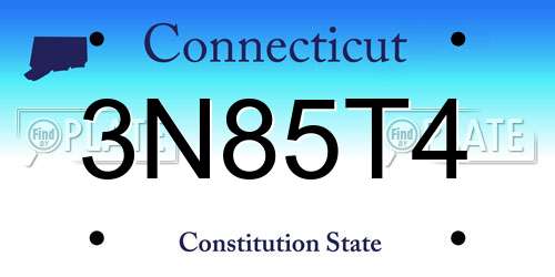 3N85T4 Connecticut License Plate