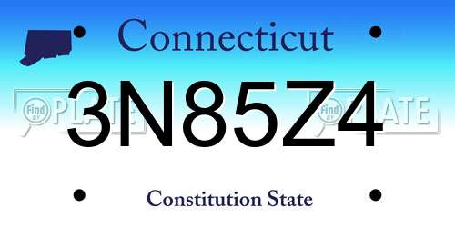 3N85Z4 Connecticut License Plate
