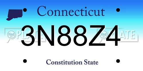 3N88Z4 Connecticut License Plate