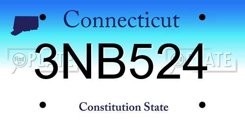 3NB524 Connecticut License Plate