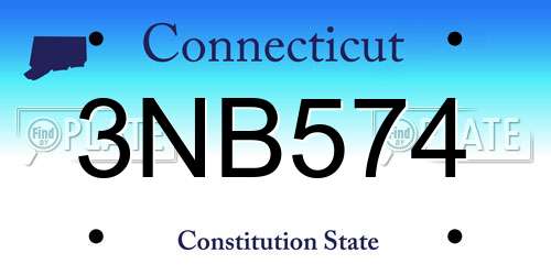 3NB574 Connecticut License Plate