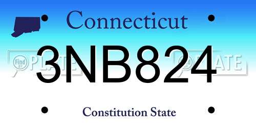 3NB824 Connecticut License Plate