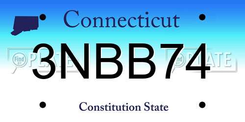 3NBB74 Connecticut License Plate