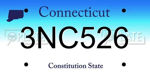 3NC526 Connecticut License Plate
