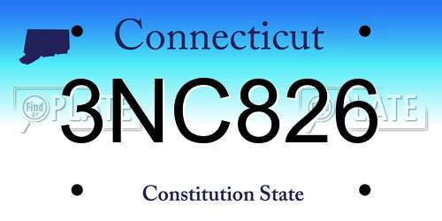 3NC826 Connecticut License Plate