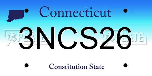 3NCS26 Connecticut License Plate
