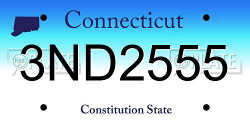 3ND2555 Connecticut License Plate