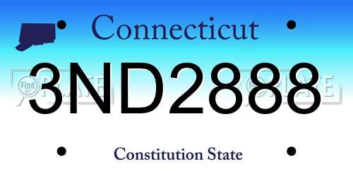 3ND2888 Connecticut License Plate