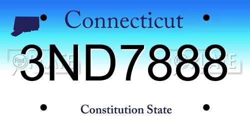 3ND7888 Connecticut License Plate