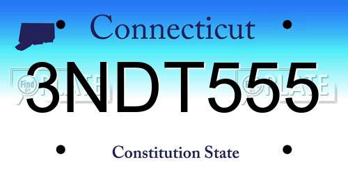 3NDT555 Connecticut License Plate