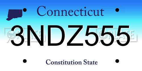 3NDZ555 Connecticut License Plate