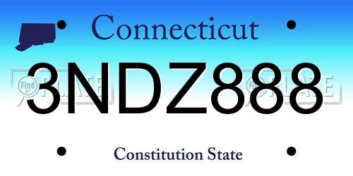 3NDZ888 Connecticut License Plate