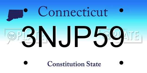 3NJP59 Connecticut License Plate