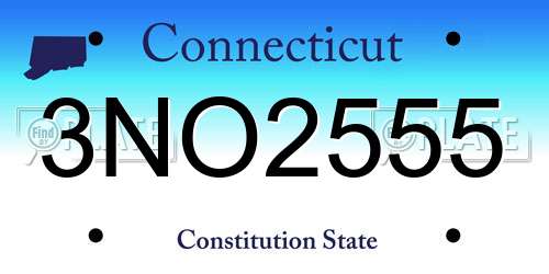 3NO2555 Connecticut License Plate