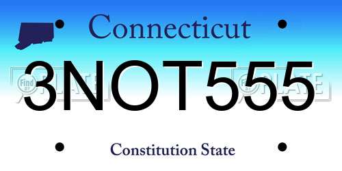 3NOT555 Connecticut License Plate