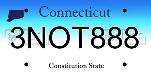 3NOT888 Connecticut License Plate