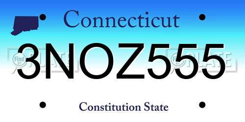 3NOZ555 Connecticut License Plate