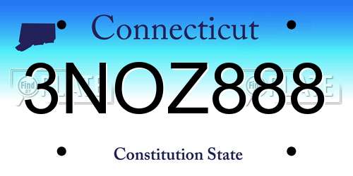 3NOZ888 Connecticut License Plate