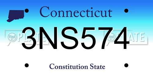 3NS574 Connecticut License Plate