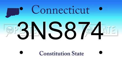 3NS874 Connecticut License Plate