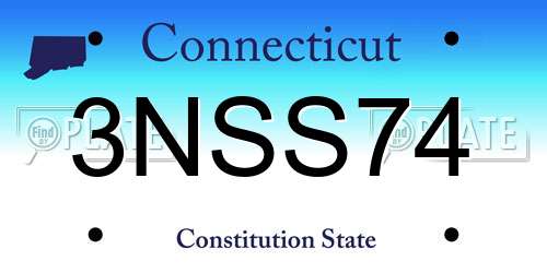 3NSS74 Connecticut License Plate