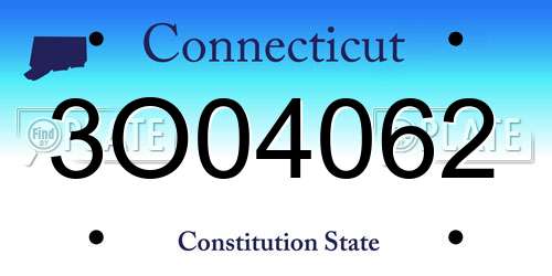 3O04062 Connecticut License Plate