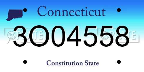3O04558 Connecticut License Plate