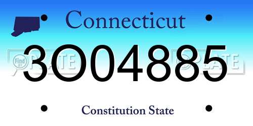 3O04885 Connecticut License Plate