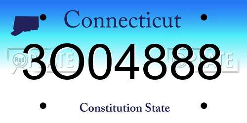 3O04888 Connecticut License Plate