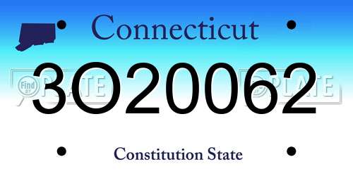 3O20062 Connecticut License Plate
