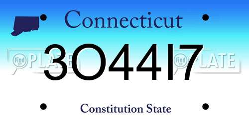 3O44I7 Connecticut License Plate