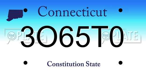3O65T0 Connecticut License Plate
